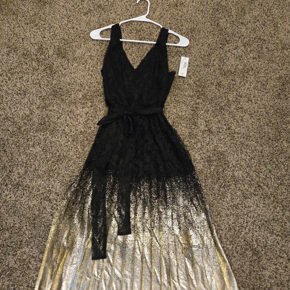 Worthington Black and Gold High Low Dress